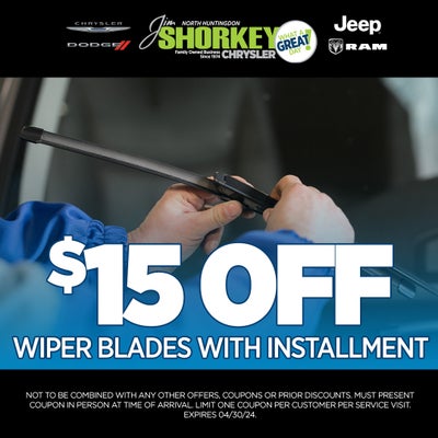 $15 OFF Wiper Blades w/ Installment